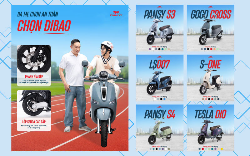 Bạn có thể tham khảo ngay các mẫu xe máy điện bền bỉ, an toàn tại Dibao